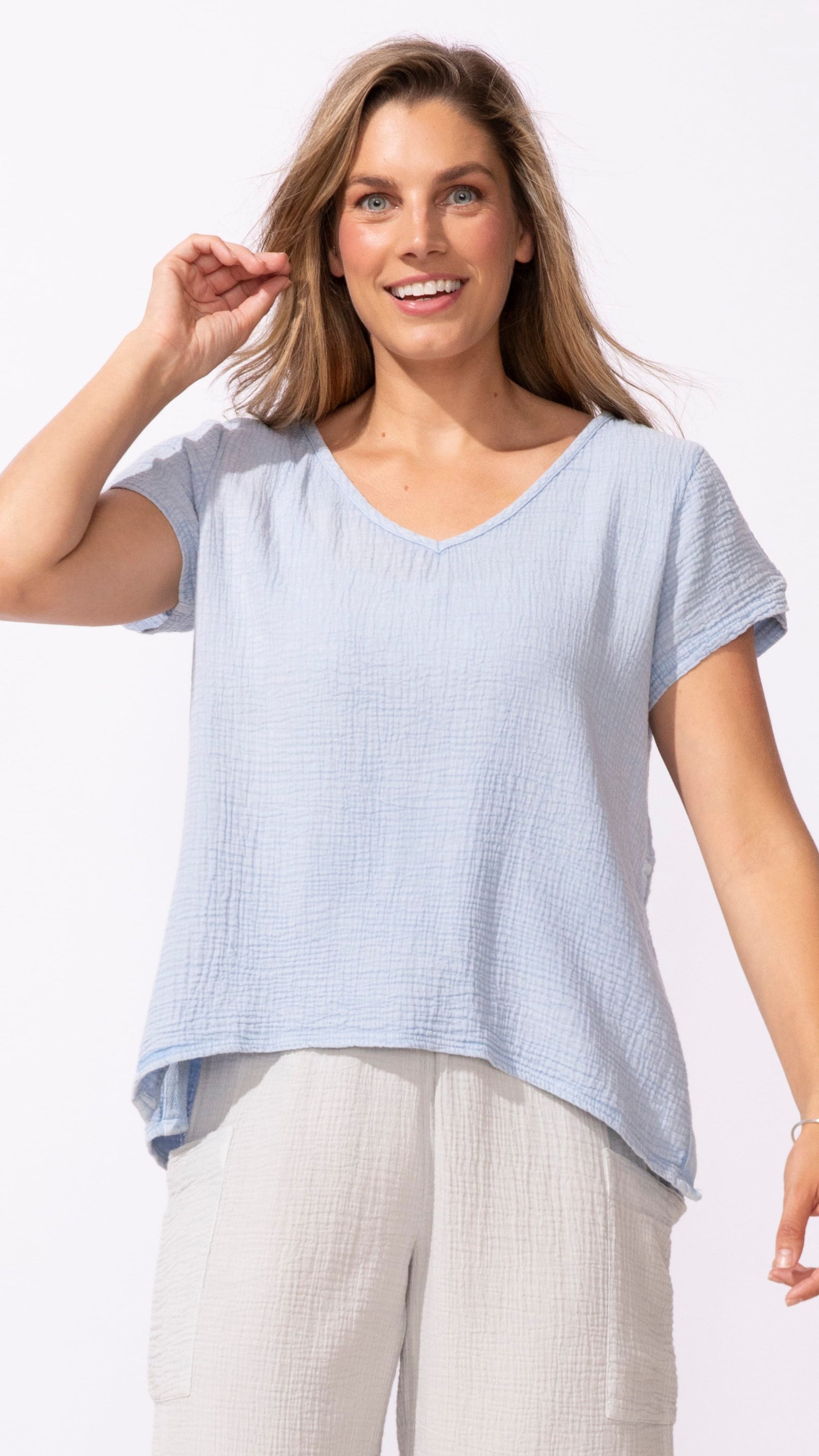 Escape by Habitat Tops Escape Sunkissed Cotton Gauze Retreat V-neck Top - Multiple Colors 65085918 Escape Sunkissed Cotton Gauze Retreat V-neck Top - Multiple Colors