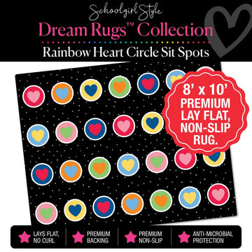 Rainbow Heart Circle Sit Spot Classroom Rug by Schoolgirl Style